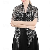 olcso Sálak és Kendők-Retró Ordító 20-as évek 1920-as évek sál Wrap Kendők A nagy Gatsby Flapper lány Flitter Rojt Női Farsang Esküvő Estély Álarcos mulatság Felnőttek Kendő
