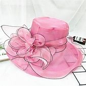 abordables Sombreros de fiesta-Sombreros Sombrero de Sol de Organza Boda Vacaciones Fiesta de Té Carrera de Caballos Cóctel Elegante Vintage Protección Solar Con Adorno Floral