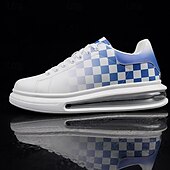 abordables Occasionnel-Baskets tendance à carreaux blancs et verts pour hommes avec semelle coussinée - chaussures décontractées élégantes pour le printemps et l&#039;été
