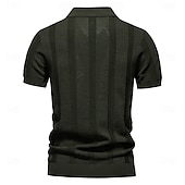 preiswerte Herren Elite Polo-Herren Polo Strick-Polopullover Formell Arbeit Möwenhalsband Kurzarm Einfarbig Stripe-Trim Streifen Sommer Frühling Marineblau Khaki Armeegrün Polo