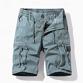 baratos Clássico-Homens Bermuda Cargo Calção Shorts de verão Com Cordão Cintura elástica Bolso Com Zíper Tecido Conforto Vestível Comprimento do joelho Ao ar livre Esporte Diário Moda Casual Preto Azul Royal