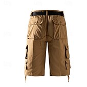 cheap Classic-Men&#039;s Capri Cargo Shorts Cargo Shorts Capri Pants Shorts Summer Shorts Zipper Multiple Pockets Flap Pocket Plain Comfort Breathable Knee Length Outdoor Vacation Sporty Casual Red Khaki