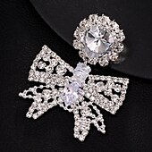 billiga Örhängen-Dam Dubb Örhängen geometriska Dyrbar Rosett Elegant Mode Personlig Diamantimitation örhängen Smycken Silver / Brun Till Bröllop Fest Gåva 1 par