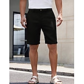 preiswerte Hosenanzugkurze-Herren Waffel-Shorts Shorts Schicke Shorts Tasche Elastischer Bund Gerader Schnitt Einfach Komfort Weich Knielang Büro Geschäft Lässig Mode Streetwear Schwarz Weiß