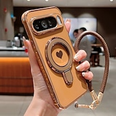 baratos Outras capas para telefone-telefone Capinha Para Google Pixel 9 Pro Pixel 9 Pro XL Pixel 8 Pro Pixel 8 Pixel 9 Capa traseira Com Suporte com pulseira Antichoque Retro Galvanização