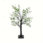 economico Luci decorative-1 pz 60 cm con luce albero a led a foglia verde, luce bianca calda, decorazione per cortile interno ed esterno primaverile ed estivo, alimentatore per batteria AAA, alimentatore USB a doppio uso