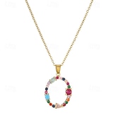 economico I regali-collana con lettera personalizzata, catena hip hop per clavicola, ciondolo con alfabeto in zircone colorato micro-pavé di rame, regalo di gioielli unico per la festa della mamma