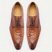 preiswerte Klassische Anzugschuhe-Elegante Oxford-Schnürschuhe aus Pythonleder für Herren – perfekt für Kentucky Derby und formelle Anlässe