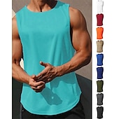preiswerte Fitness Tank-Tops-Herren Tank Top Weste Unterhemd Ärmelloses Shirt Ärmellos Rundhalsausschnitt Sommer Einfach Mode Designer Basic Urlaub Straße Ausgehen Schwarz Weiß Wein Top T-Shirt für Herren
