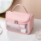 cheap Luggage &amp; Travel Storage-Makeup Bag Transparent Large Capacity, Waterproof Travel Toiletry Bag for Women, Portable Handheld Cosmetic Organizer