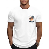 cheap Men&#039;s Casual T-shirts-Men&#039;s Tee Short Sleeve Shirt Tee Top Short Sleeve Crewneck Spring &amp;  Fall Coconut Tree Fashion Designer Print Vacation Street Going out White Blue Top Tee for Men