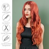 baratos Perucas Sintéticas sem Touca-Perucas sintéticas Ondulado Trama Curly Corte em Camadas Com Franjas Fabrico à Máquina Peruca 28 polegadas A1 Cabelo Sintético Mulheres Clássico Confortável Cores Gradiente Multi Cores