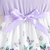 billiga Avslappnade klänningar-Barn Flickor Klänning Blommig klänning Blomma Ärmlös Utomhus Ledigt Volang Mode Dagligen Polyester Knälång Vardagsklänning A linjeklänning Sommar 4 år + Purpur Rosenröd