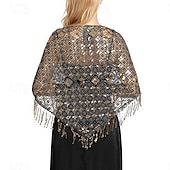 olcso Sálak és Kendők-Retró Ordító 20-as évek 1920-as évek sál Wrap Kendők A nagy Gatsby Flapper lány Flitter Rojt Női Farsang Esküvő Estély Álarcos mulatság Felnőttek Kendő