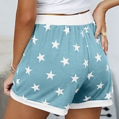 cheap Bermuda Shorts-Women's EU / US Size Bermuda shorts Pajamas Track Pants Baggy Shorts Athleisure Athletic Short Medium Waist Star Pocket Printing Basic Outdoor Comfortable Sports Micro-elastic Casual Sports claret