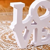 cheap Statues-White Double-Layer &quot;LOVE&quot; Letter Tabletop Decor, PVC Freestanding Sign, Romantic Valentine&#039;s Day, Wedding, Anniversary Decoration, Warm Indoor Desktop Letter Ornament for Home and Party Display