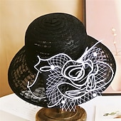 billige Partyhatter-Hatter polyester Solhatt Bryllup Ferie Te Fest Hesteløp cocktail Elegant Årgang Solbeskyttelse Med Blomster Hodeplagg Hodeplagg