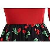 olcso Ruhák-Retró 1950-es Rockabilly Ruhák Swing ruha Cseresznye Női Farsang Álarcos mulatság Hétköznapi viselet Felnőttek Ruha Hazatérő ruhák
