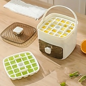 voordelige Keukenapparatuur-48 ijsblokjesmachine met eenvoudig te openen deksel - grote capaciteit dubbellaags ontwerp voedselveilige kunststof opberglade geschikt voor invriezen - geweldig voor whisky en cocktails essentiële