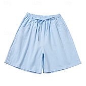 economico Fondamenti Falsi Essenziali-Per donna Finto cotone e lino Shorts Pantaloni Eleganti Pantaloncini Estivi Moda Corto Naturale Semplice Tasca Design con Coulisse Elastica All'aperto Confortevole All'aperto Vacanza Rosso Verde