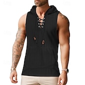 preiswerte Fitness Tank-Tops-Herren Tank Top Weste Unterhemd Ärmelloses Shirt Ärmellos Mit Kapuze Sommer Einfach Mode Designer Urlaub Straße Ausgehen Schwarz Weiß Khaki Top T-Shirt für Herren