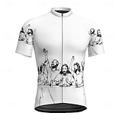abordables Maillots pour hommes-Homme Maillot Velo Cyclisme Manche Courte Cyclisme Tee-shirt Maillot avec 3 poches arrière VTT Vélo tout terrain Respirable Séchage rapide Conception anatomique Mèche Blanche Bleu Graphic Des sports