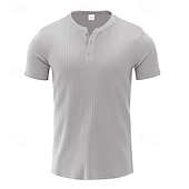 abordables Camiseta informal tipo henley-Hombre Camiseta con botones Camiseta Henley Shirt Tee Manga Corta Henley Verano Primavera Plano Moda Design Básico Jacquard Vacaciones Calle Noche Negro Blanco Rojo Camiseta superior para hombre