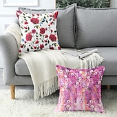 baratos estilo floral e plantas-Capa Decorativa de Almofadas com Flores Bonitas 1PC Capa de Cushion Quadrada Suave para Sofá Capa de Travesseiro para Quarto Sala de Estar