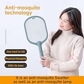 cheap Electric Mosquito Repellers-Handheld Electric Mosquito Swatter – Rechargeable Fly Zapper Racket for Indoor Household Insect Control