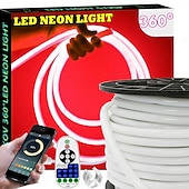 זול רצועות נורות LED-360 רצועת LED ניאון עם אפליקציית bluetooth תזמון סינכרון מוזיקה 10-132 רגל גמיש/עמיד למים/לד חבל אור שלט רחוק 23 מפתחות מתאים לבית/גן/בניין קישוט DIY decoration ac220v