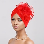 abordables Tocado de Boda-Sombreros Mezcla de Poliéster y Algodón Red Sombrero flexible turbantes Formal Boda Princesa Con Flor Color Puro Celada Sombreros
