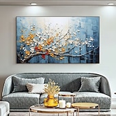 preiswerte Blumen-/Botanische Gemälde-abstraktes Ölgemälde mit Blütenbaum auf Leinwand, großes Wandkunst-Landschaftsölgemälde, handgemalt, minimalistisches Blumenlandschaftskunstgemälde, handgefertigtes individuelles Gemälde für
