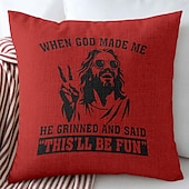 billiga Kuddfodral för semester-Påsk Jesus Dekorativa Kuddöverdrag 1PC Mjukt Fyrkantigt Soffkuddcase Kuddöverdrag för Sovrum Vardagsrum Soffa Stol Röd Grön Grå