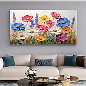 abordables Peintures fleurs/botaniques-peinture à l&#039;huile faite à la main fleurs sauvages peinture 3d texture fleur en fleurs peinture toile extra large taille flore peinture à l&#039;huile colorée art mural art mural botanique décor rose œuvre