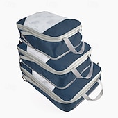 cheap Luggage &amp; Travel Storage-3-Piece Compression Packing Cubes Set for Travel Luggage Storage and Organizer, Mesh Zippered Expanding Storage Bags Set