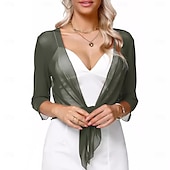 voordelige moeders wikkels-Damesomslag Elegant 3/4 mouw Chiffon Bruiloftsomslagen Met Pure Kleur Voor Feest Lente zomer