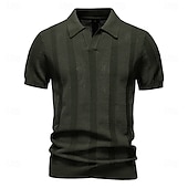 preiswerte Herren Elite Polo-Herren Polo Strick-Polopullover Formell Arbeit Möwenhalsband Kurzarm Einfarbig Stripe-Trim Streifen Sommer Frühling Marineblau Khaki Armeegrün Polo