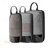 economico deposito bagagli e viaggi-set di contenitori da viaggio con cubi di imballaggio compressi, set da 3/6 cubi di imballaggio compressi per viaggi, organizer per bagagli con rete visiva per vestiti, borsa portatile leggera per