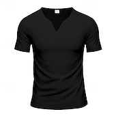 preiswerte Basic-T-Shirts-Herren T Shirt T-Shirt Kurzarmshirt Kurzarm V Ausschnitt Sommer Einfach Mode Designer Basic Klassisch Urlaub Straße Ausgehen Schwarz Weiß Orange Top T-Shirt für Herren