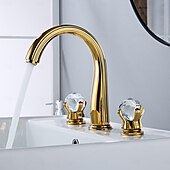 abordables Robinets LED-Robinet lavabo - Séparé Plaqué Diffusion large Deux poignées trois trousBath Taps
