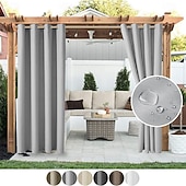 cheap Waterproof Curtains-Waterproof Outdoor Curtain Privacy, Sliding Patio Curtain Farmhouse Drapes, Pergola Curtains Grommet For Gazebo, Balcony, Porch, Party, Hotel, 1 Panel