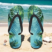 billige Grafiske utskriftssko-unisex tropiske solnedgangsflip flops – livlige strandsandaler med palmetretrykk for sommer-, basseng- og ferieklær