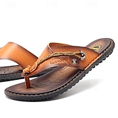 economico Infradito da Vacanza-infradito da uomo in similpelle marrone di lusso con design in rilievo e cinturino intrecciato - calzature comode e di alta qualità per uscite casual ed eleganti