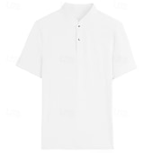 voordelige Heren Elite Polo-heren polo trui van zijde katoenmix, formeel werk, geribbelde kraag, korte mouwen, effen kleur, overhemd, zomer, donkergrijs, zwart, wit, kaki, grijs