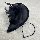 billige bryllup fasinatorer-Hodeplagg Falsk Lin Bryllup Aftenselskap Elegant Bryllup Med Ren Farge Hodeplagg Hodeplagg