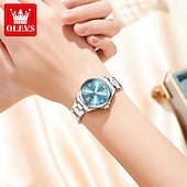 levne Quartz hodinky-olevs 3668 nové dámské quartzové náramkové hodinky stříbrný pevný ocelový řemínek vodoodpudivé svítící hodinky pro ženy jednoduchá móda dámské hodinky