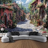 abordables paisaje tapiz-Planta flor casa paisaje colgante tapiz arte de pared gran tapiz mural decoración fotografía telón de fondo manta cortina hogar dormitorio sala de estar decoración