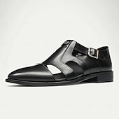 economico Sandali in pelle premium-sandali da pescatore in vera pelle da uomo con doppi cinturini monk - calzature eleganti per abbigliamento casual da lavoro ed eventi
