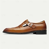cheap Premium Leather Sandals-Men&#039;s Chic White Leather Monk Strap Shoes - Stylish Choice for Summer Weddings and Formal Events