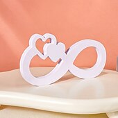 cheap Statues-Minimalist White Infinity Symbol with Heart Decor – PVC Tabletop Ornament for Home Decoration, Festive Decor, and Warm Wedding Theme Display
